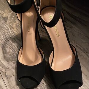 Vince Camuto Black Peep-Toe Stilettos